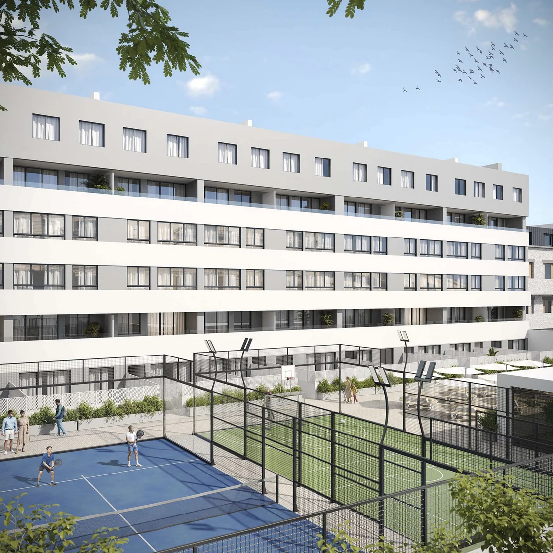 Visualización 3D de una promoción inmobiliaria para vender sobre plano