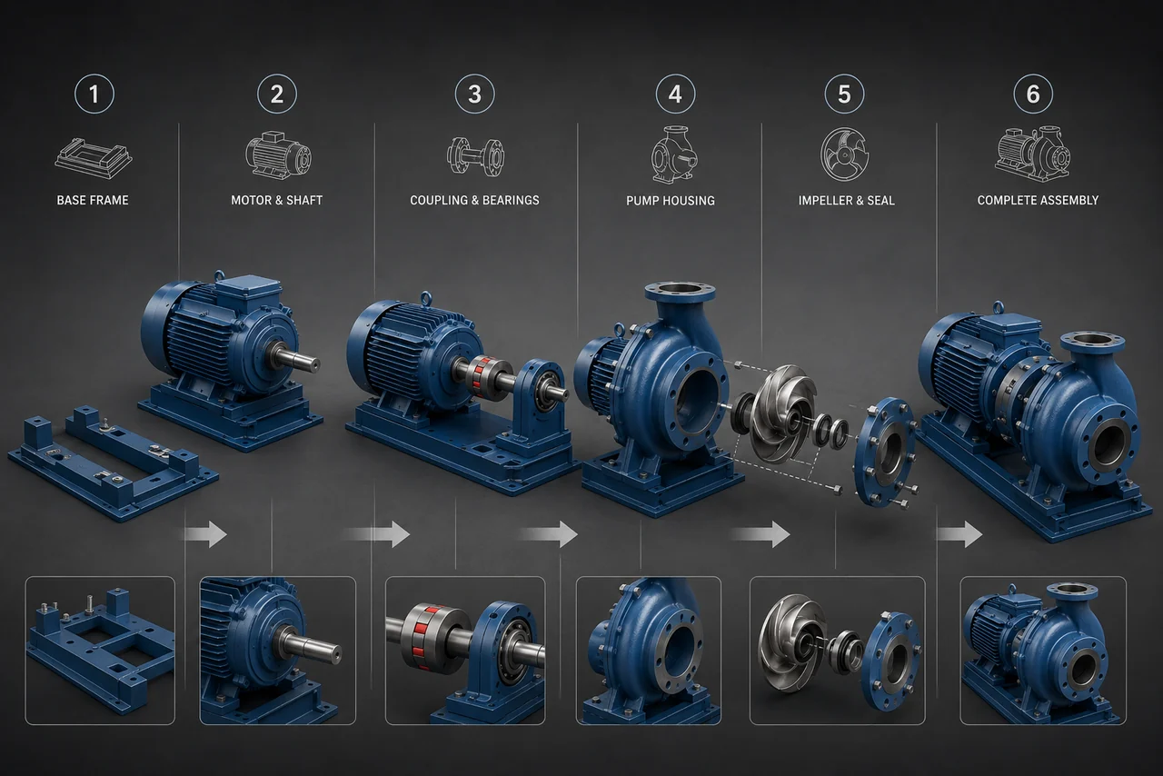 Proceso de montaje industrial en visualización 3D